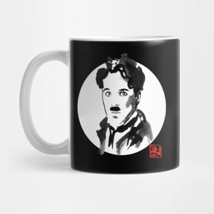 charlie chaplin on white round Mug